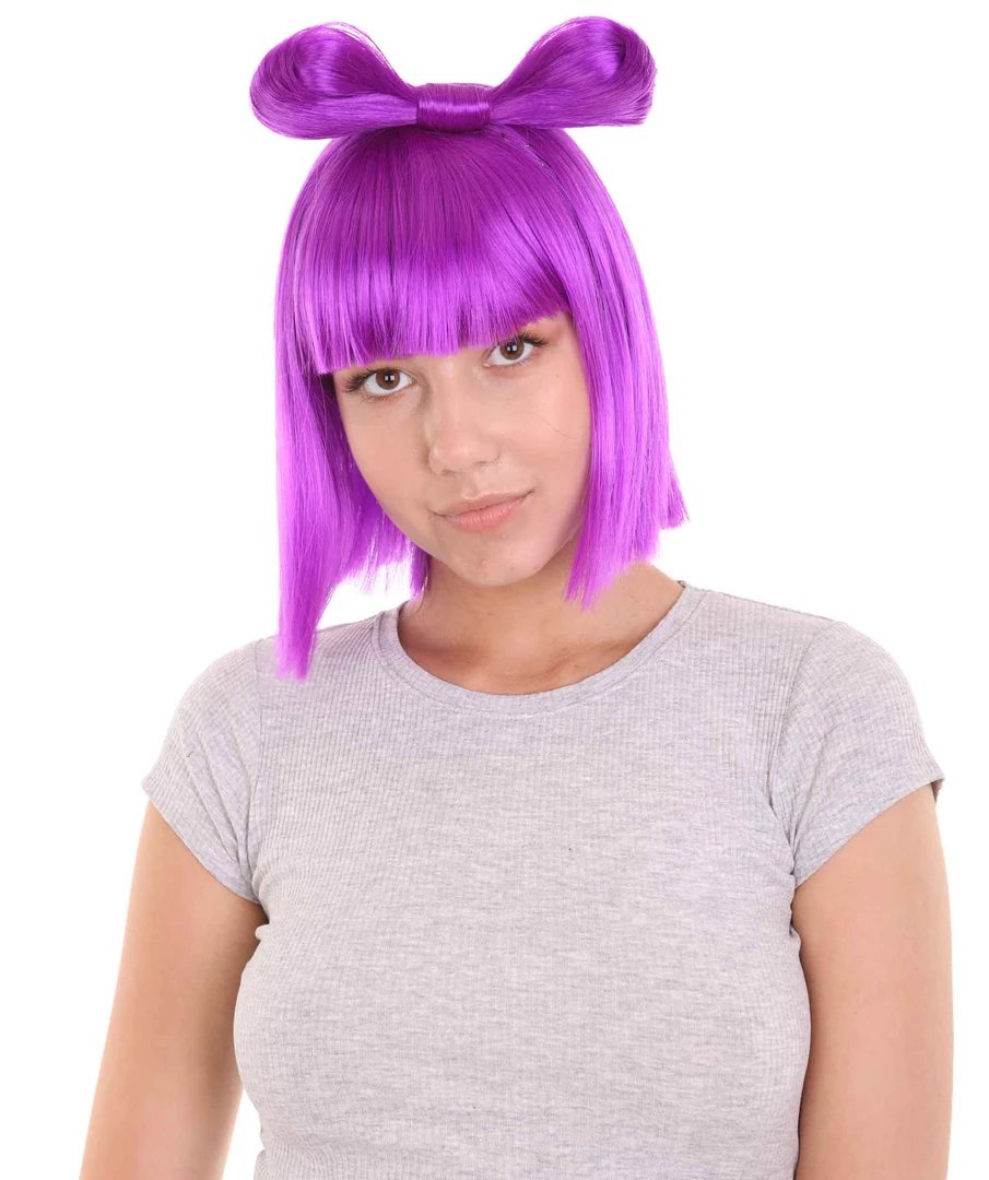 HPO Neon Purple Butterfly Womens Wig | Party Ready Fancy Cosplay Halloween Wig | Premium Breathable Capless Cap