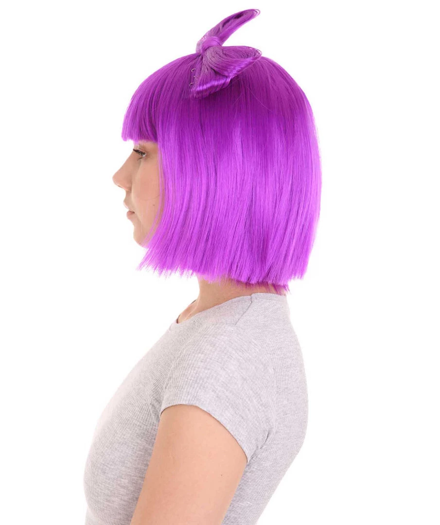 HPO Neon Purple Butterfly Womens Wig | Party Ready Fancy Cosplay Halloween Wig | Premium Breathable Capless Cap