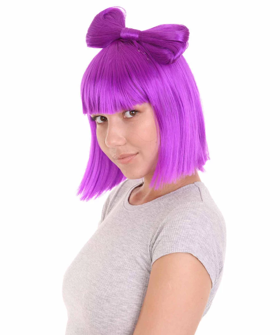 HPO Neon Purple Butterfly Womens Wig | Party Ready Fancy Cosplay Halloween Wig | Premium Breathable Capless Cap
