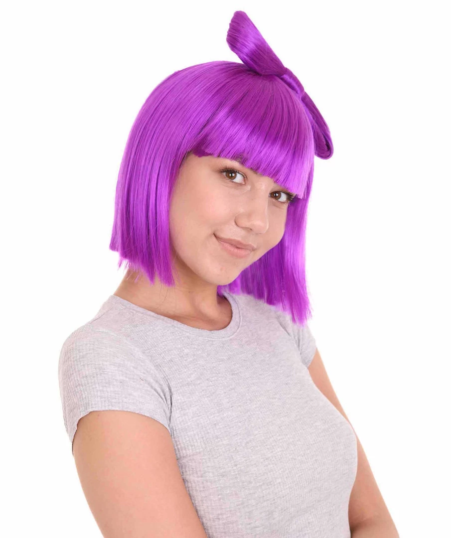 HPO Neon Purple Butterfly Womens Wig | Party Ready Fancy Cosplay Halloween Wig | Premium Breathable Capless Cap