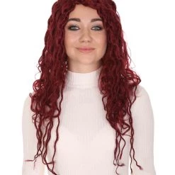 HPO Fantasy Wine Red Curly Womens Wig | Fancy Fashion Wig | Premium Breathable Capless Cap Men's