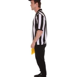 HPO Adult Men's Referee Shirt & Cap 4Pc Costume | Black And White Cosplay Costume