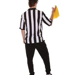 HPO Adult Men's Referee Shirt & Cap 4Pc Costume | Black And White Cosplay Costume