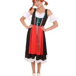 HPO Adult Women's Oktoberfest Fraulein Costume | Black & Red Halloween Costume