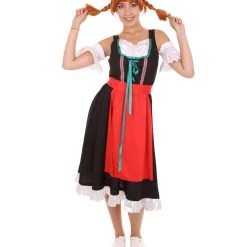 HPO Adult Women's Oktoberfest Fraulein Costume | Black & Red Halloween Costume
