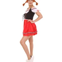 HPO Adult Women's Oktoberfest Beer Girl Costume | Red Black And White Halloween Costume