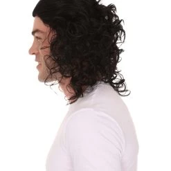 HPO Men's Movie Mens Black Curly Wig | Cosplay Wig | Premium Breathable Capless Cap