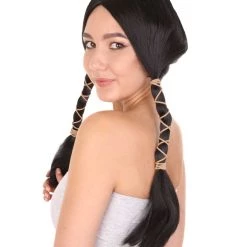 HPO Animation Womens Wig | Black Braided Cosplay Halloween Wig | Premium Breathable Capless Cap