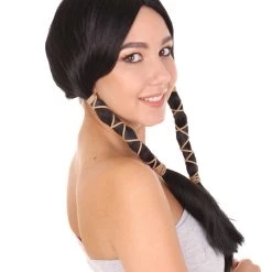 HPO Animation Womens Wig | Black Braided Cosplay Halloween Wig | Premium Breathable Capless Cap