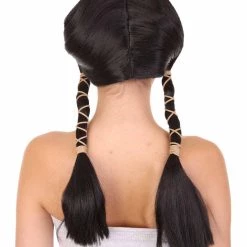 HPO Animation Womens Wig | Black Braided Cosplay Halloween Wig | Premium Breathable Capless Cap