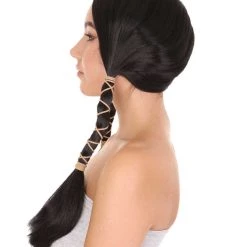 HPO Animation Womens Wig | Black Braided Cosplay Halloween Wig | Premium Breathable Capless Cap