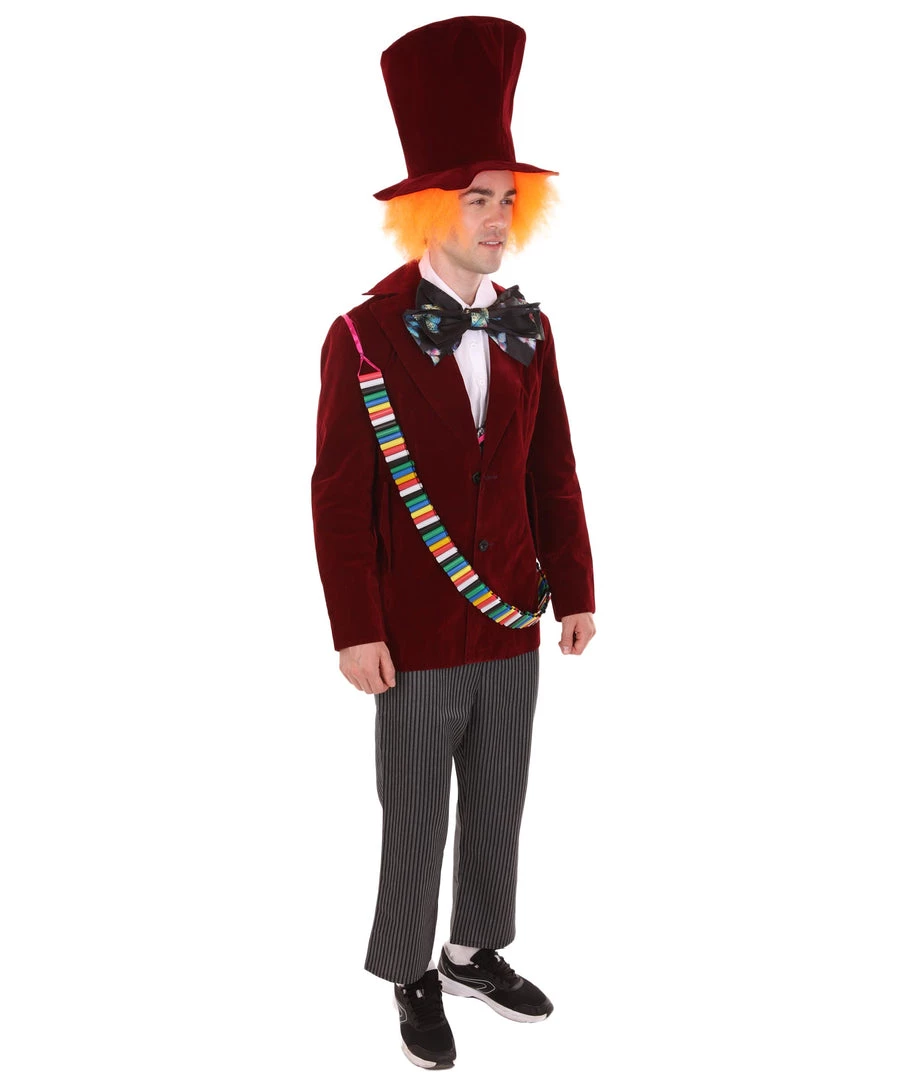 HPO Adult Men's Deluxe Hatter In Wonderland Costume | Red Cosplay Costume
