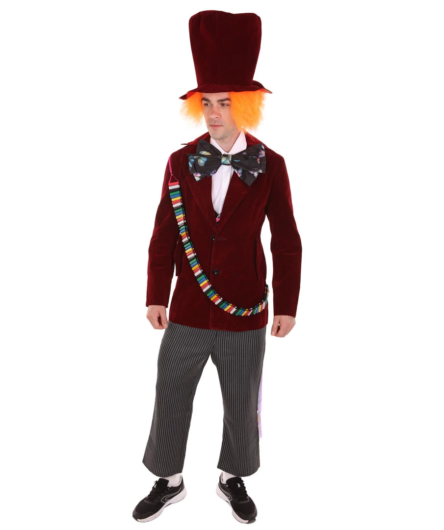 HPO Adult Men's Deluxe Hatter In Wonderland Costume | Red Cosplay Costume