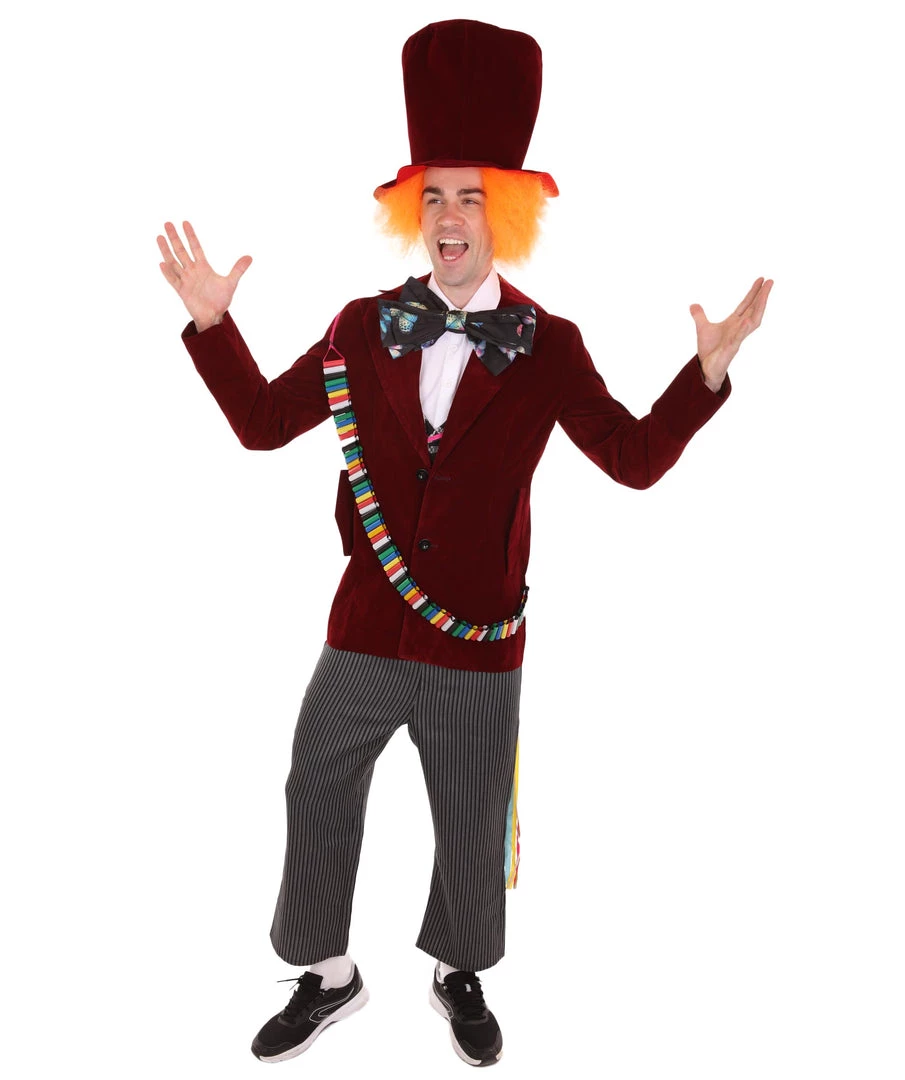 HPO Adult Men's Deluxe Hatter In Wonderland Costume | Red Cosplay Costume