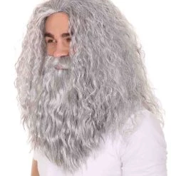 HPO Grey Men's Wig | Wig & Beard For Cosplay Wizard | Premium Breathable Capless Cap