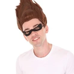 HPO Men's Superhero Family Villain Wig | Mens Wig With Mask Set | TV/Movie Wigs | Premium Breathable Capless Cap