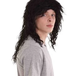 HPO Rock Star Mens Wig | Black Cosplay Halloween Wig | Premium Breathable Capless Cap
