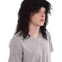 HPO Rock Star Mens Wig | Black Cosplay Halloween Wig | Premium Breathable Capless Cap