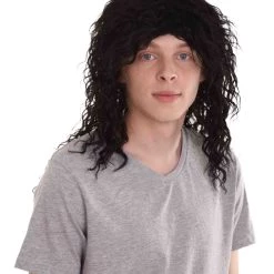 HPO Rock Star Mens Wig | Black Cosplay Halloween Wig | Premium Breathable Capless Cap