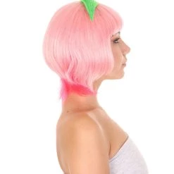 HPO Women's Peach Womens Wig | Bob Party Ready Fancy Cosplay Halloween Wig | Premium Breathable Capless Cap