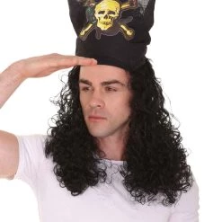 HPO Men's Captain Pirate Mens Curly Wig | Movie Character Cosplay Halloween Wig | Premium Breathable Capless Cap