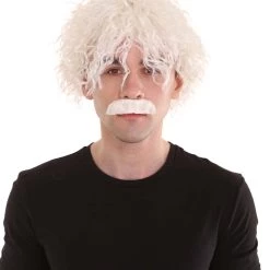 HPO Men's Albert Einstein Mens Wig And Mustache | Historical Halloween Wig | Premium Breathable Capless Cap