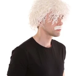 HPO Men's Albert Einstein Mens Wig And Mustache | Historical Halloween Wig | Premium Breathable Capless Cap