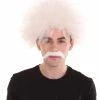 HPO Men's Mad Scientist Mens Wig & Mustache | Jumbo Cosplay Halloween Wig | Premium Breathable Capless Cap