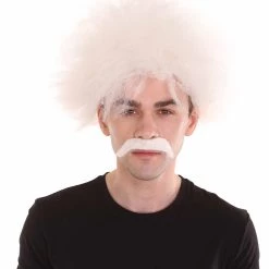 HPO Men's Mad Scientist Mens Wig & Mustache | Jumbo Cosplay Halloween Wig | Premium Breathable Capless Cap