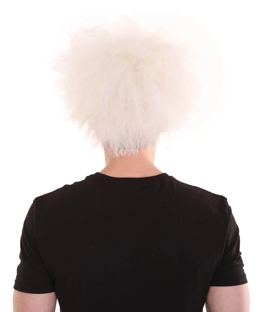 HPO Men's Mad Scientist Mens Wig & Mustache | Jumbo Cosplay Halloween Wig | Premium Breathable Capless Cap