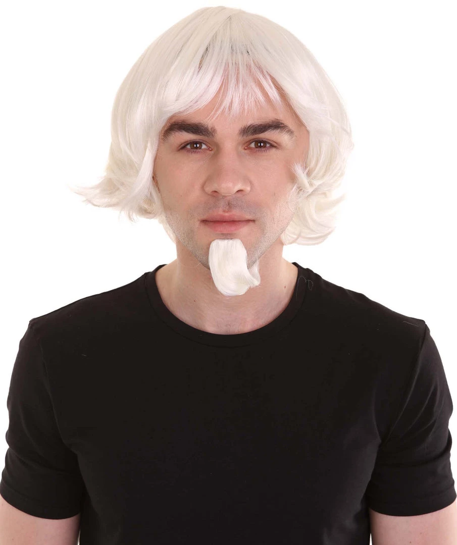 HPO Uncle White Mens Costume Wig And Goatee Set | Cosplay Halloween Wig | Premium Breathable Capless Cap