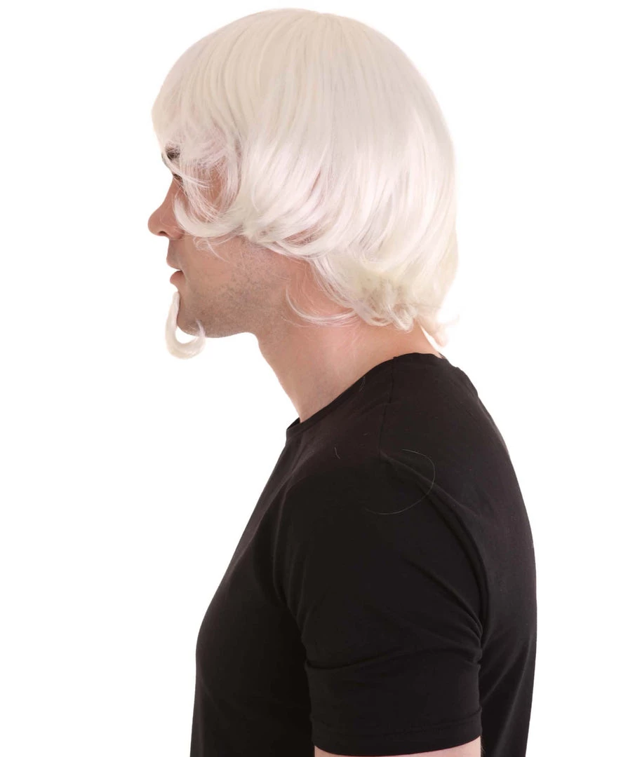 HPO Uncle White Mens Costume Wig And Goatee Set | Cosplay Halloween Wig | Premium Breathable Capless Cap