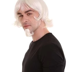 HPO Uncle White Mens Costume Wig And Goatee Set | Cosplay Halloween Wig | Premium Breathable Capless Cap