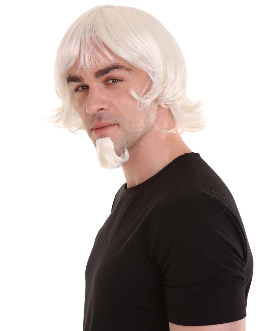 HPO Uncle White Mens Costume Wig And Goatee Set | Cosplay Halloween Wig | Premium Breathable Capless Cap