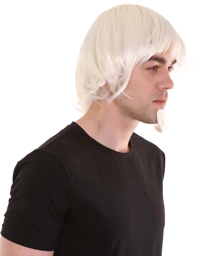 HPO Uncle White Mens Costume Wig And Goatee Set | Cosplay Halloween Wig | Premium Breathable Capless Cap