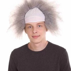 HPO Half Bald Head Mens Short Wig, Grey Men's