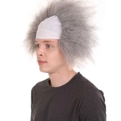 HPO Half Bald Head Mens Short Wig, Grey Men's