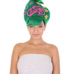 HPO Green Christmas Tree Unisex Wig | Merry Christmas Wig | Premium Breathable Capless Cap Women's