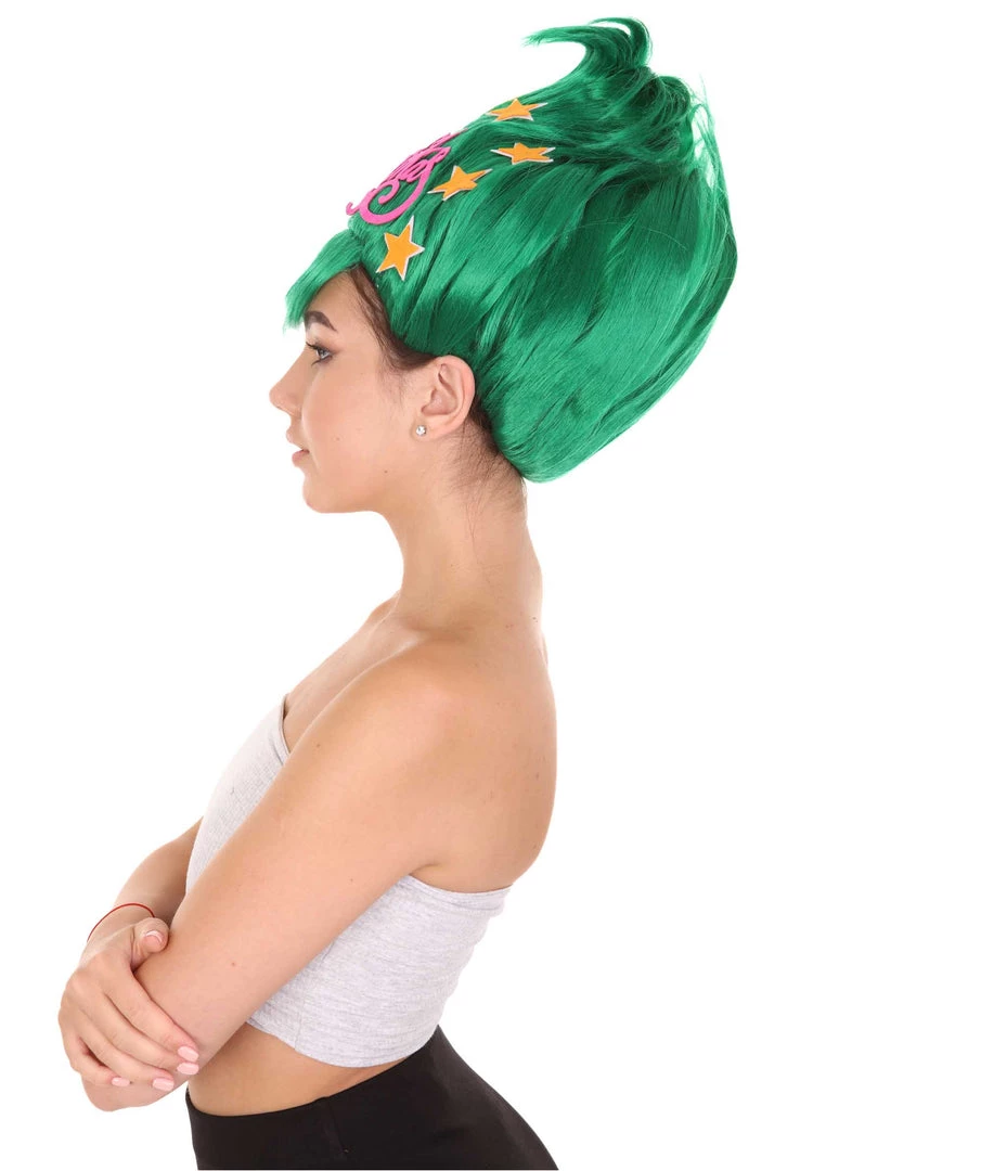 HPO Green Christmas Tree Unisex Wig | Merry Christmas Wig | Premium Breathable Capless Cap Women's