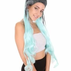 HPO Womens Fantasy Braided Wig | Blue TV/Movie Wigs | Premium Breathable Capless Cap Women's