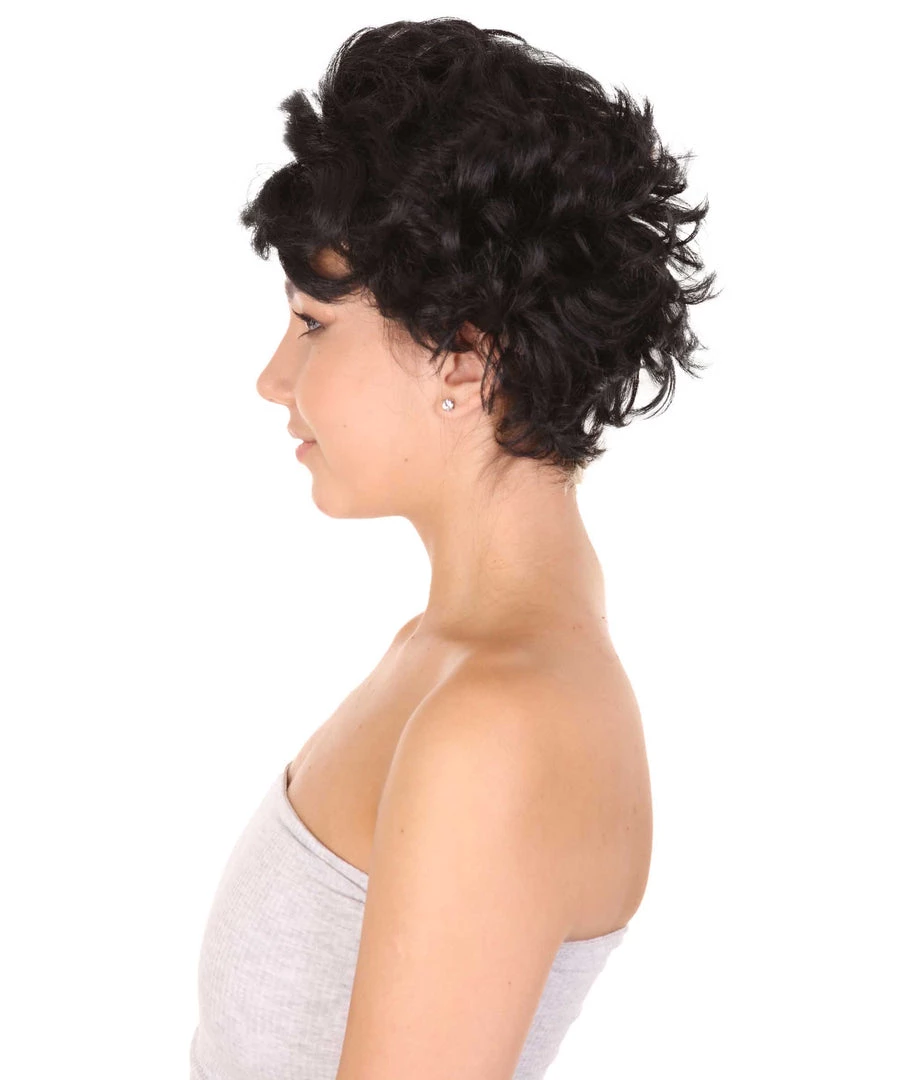 HPO Womens Short Two Tone Black And White Pixie With Heart Bangs | Premium Breathable Capless Cap