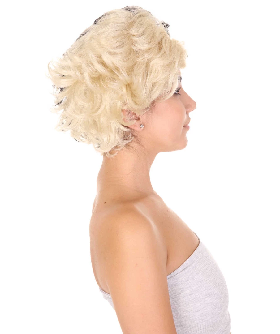 HPO Womens Short Two Tone Black And White Pixie With Heart Bangs | Premium Breathable Capless Cap