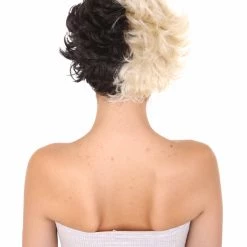 HPO Womens Short Two Tone Black And White Pixie With Heart Bangs | Premium Breathable Capless Cap