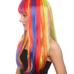 HPO Womens Rainbow Bob Wig | Party Ready Fancy Cosplay Halloween Wig | Premium Breathable Capless Cap