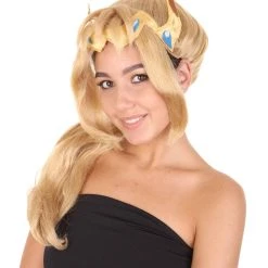 HPO Womens Fantasy Comic Cosplay Ponytail Wig | Gold TV/Movie Wigs | Premium Breathable Capless Cap Women's