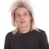 HPO Men's 80's Rock Mullet Mens Wig | Grey Cosplay Halloween Wig | Premium Breathable Capless Cap