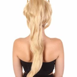 HPO Womens Fantasy Comic Cosplay Ponytail Wig | Gold TV/Movie Wigs | Premium Breathable Capless Cap Women's