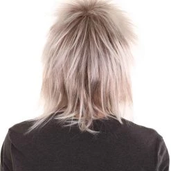 HPO Men's 80's Rock Mullet Mens Wig | Grey Cosplay Halloween Wig | Premium Breathable Capless Cap