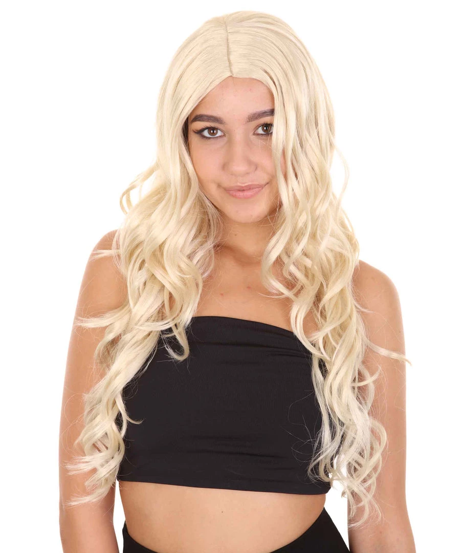 HPO Women's Sanderson Witch Sister Halloween Wig | Blonde TV/Movie Wigs | Premium Breathable Capless Cap