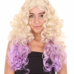 HPO Descendants 2 Mal Wig | Blond Purple TV/Movie Fancy Cosplay Halloween Wig | Premium Breathable Capless Cap